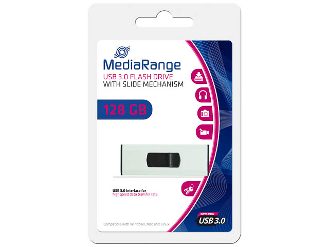 MEDIARANGE SUPERSPEED USB STICK 128GB MR918 80MB/s USB 3.0 weiss