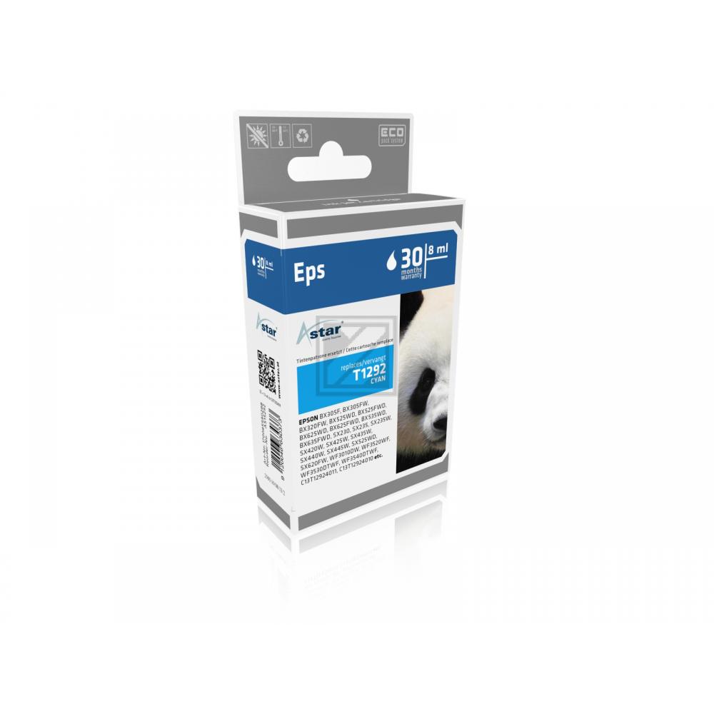 AS15292 ASTAR EPSON T1292 BX Tinte cyan rebuilt 580Seiten Chip 7ml