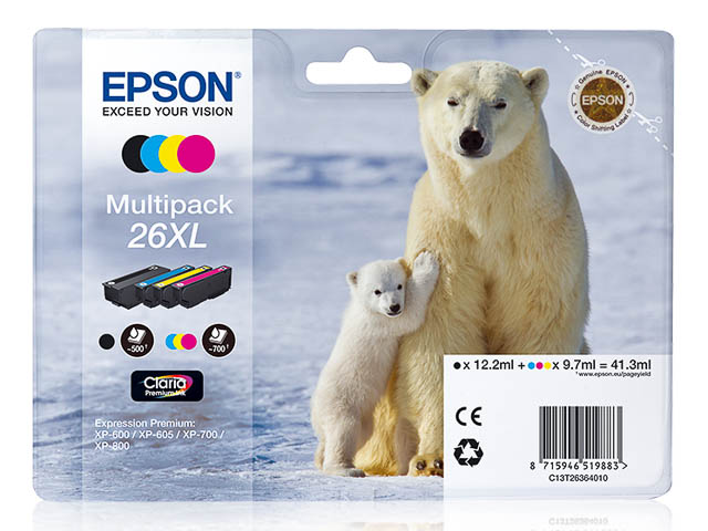 C13T26364010 EPSON XP600 TINTE (4) CMYK 41,3ml 2600Seiten