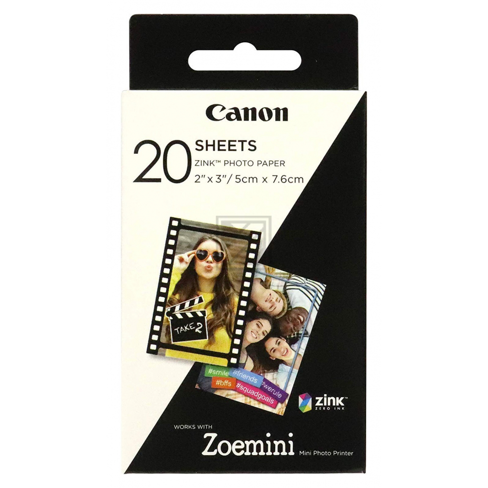 3214C002 CANON Zink Fotopapier 50x75mm 20Blatt weiss