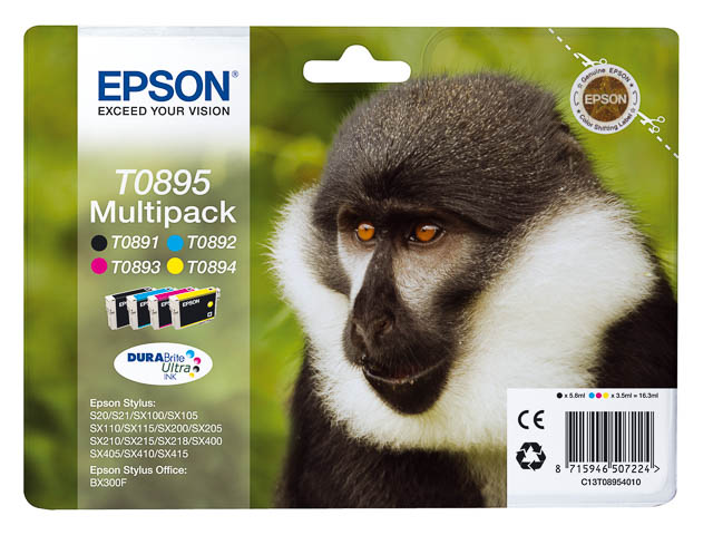 C13T08954010 EPSON BX300F TINTE (4) CMYK 5,8ml blk + 3x3,5ml cmy Multipack