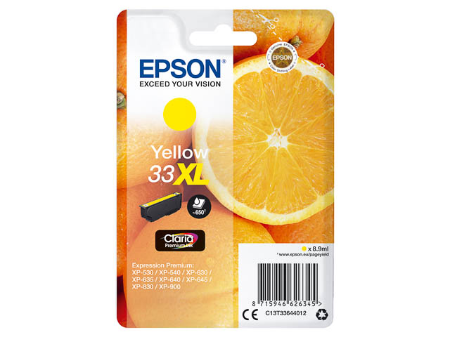 C13T33644012 EPSON XP530 TINTE YELLOW HC 8,9ml 530Seiten hohe Kapazitaet