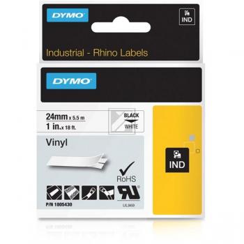 1805430 DYMO IND 24mm SCHWARZ-WEISS Vinyl Schriftband 5,5m