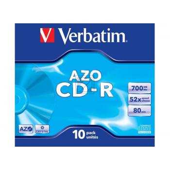 VERBATIM CDR80 700MB 52x (10) JC 43327 Jewel Case Crystal Surf