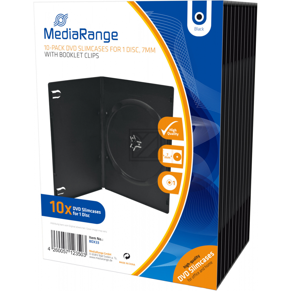 MEDIARANGE DVD SLIMCASE 1DISK (10) R BOX33 Leerhuellen schwarz