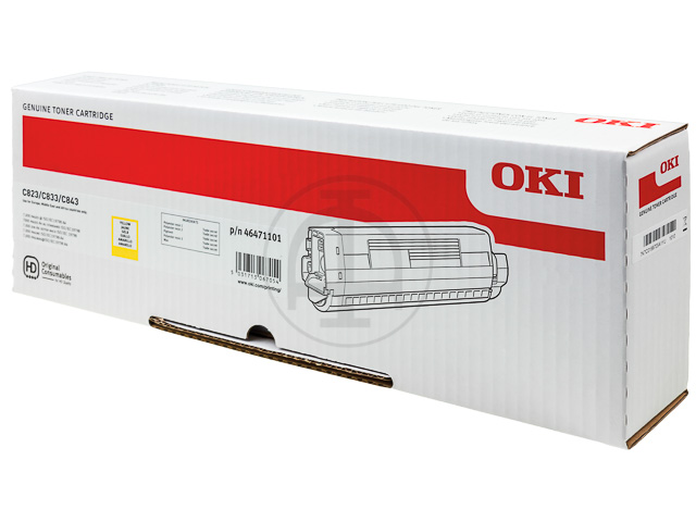 46471101 OKI C823 TONER YELLOW ST 7000Seiten Standard Kapazitaet