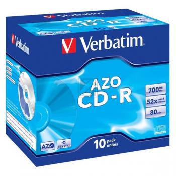 VERBATIM CDR80 700MB 52x (10) JC 43327 Jewel Case Crystal Surf