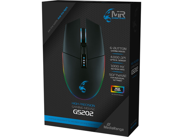 MEDIARANGE GAMING MAUS MIT KABEL MRGS202 6Tasten USB2.0 schwarz