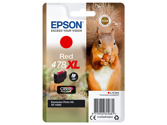 C13T04F54010 EPSON XP8500 TINTE RED HC 478XL 10,2ml 830Seiten hohe Kapazitaet