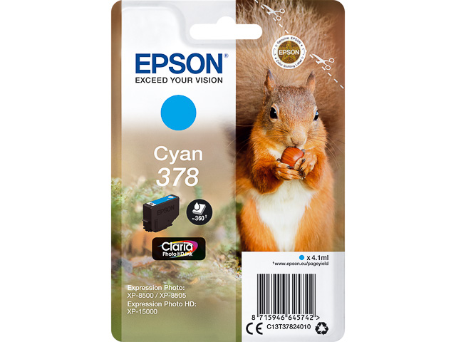 C13T37824010 EPSON XP8500 TINTE CYA ST 4,1ml 360Seiten Standard Kapazitaet