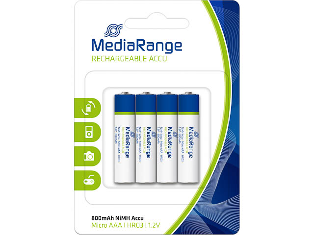 MEDIARANGE ACCU MICRO BATTERIEN 4er PACK MRBAT120 HR03 wiederaufladbare AAA 1,2V
