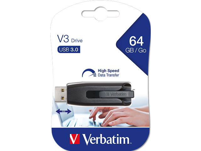 VERBATIM STORE 'N' GO V3 USB STICK 64GB 49174 120MB/s USB 3.2 GEN1 schwarz