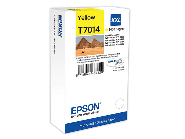 C13T70144010 EPSON WP4000 TINTE YEL EHC 34ml 3400Seiten extra hohe Kapazitaet