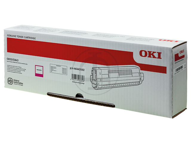 46443102 OKI C833DN TONER MAGENTA HC 10.000Seiten hohe Kapazitaet