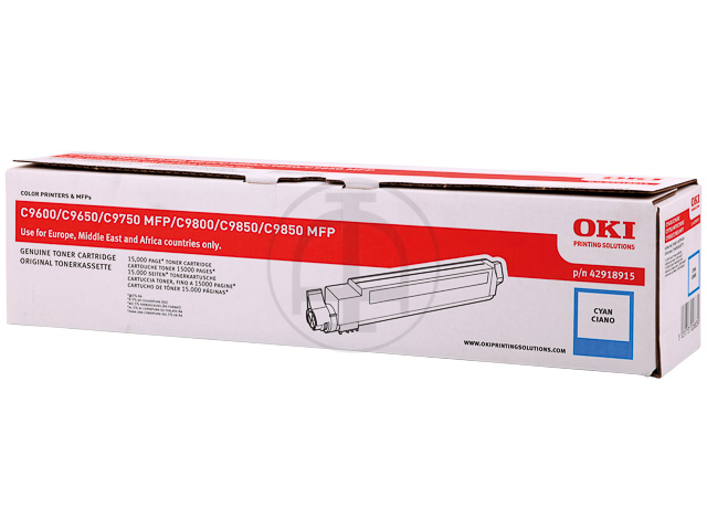 42918915 OKI C9600 TONER CYAN 15.000Seiten