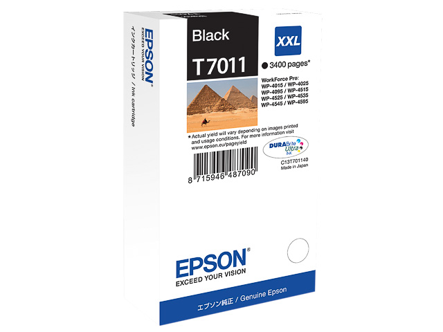 C13T70114010 EPSON WP4000 TINTE BLK EHC 63,2ml 3400Seiten extra hohe Kapazitaet