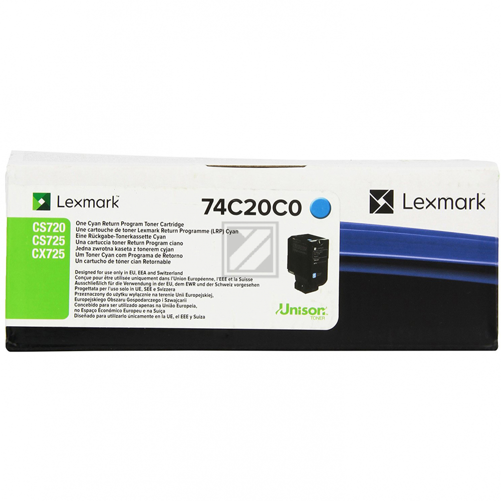 74C20C0 LEXMARK CS72x Toner cyan ST return 3000Seiten