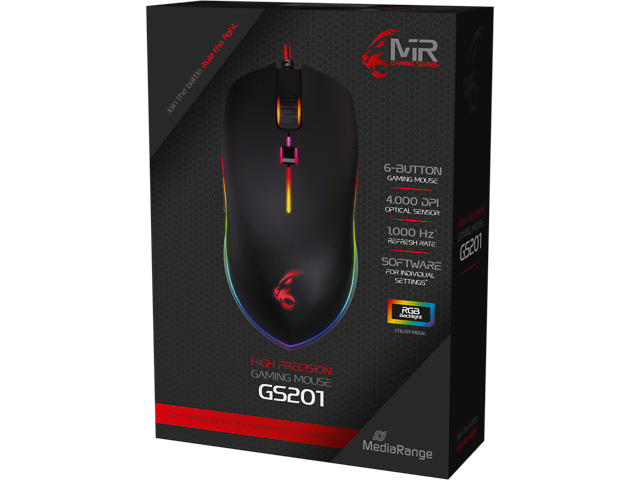 MEDIARANGE GAMING MAUS MIT KABEL MRGS201 6Tasten USB2.0 schwarz