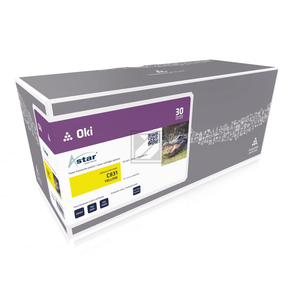 AS13831 ASTAR OKI 44844505 C8xx Toner yellow rebuilt 10.000Seiten Chip