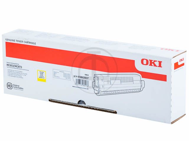 45862837 OKI MC853 TONER YELLOW 7300Seiten