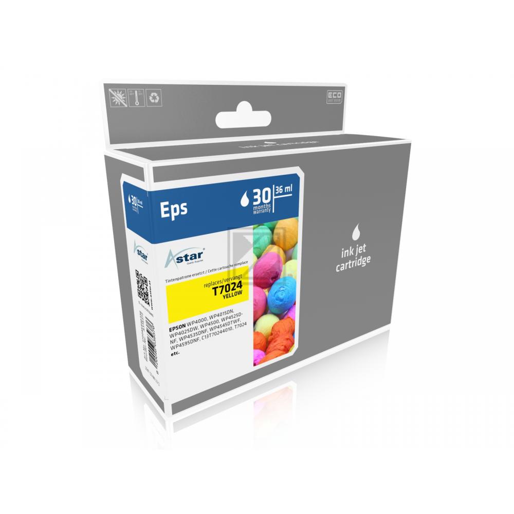 AS15372 ASTAR EPSON T7024 WP Tinte yellow rebuilt 2000Seiten Chip 21ml
