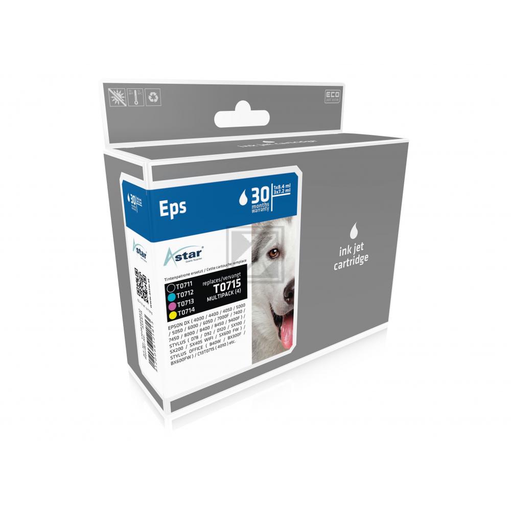 AS44715 ASTAR EPSON T0715 DX Tinte (4) cmyk rebuilt 245/485/270/475Seiten Chip