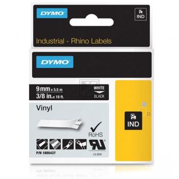 1805437 DYMO RHINO 9mm WEISS-SCHWARZ Vinyl Schriftband 5,5m