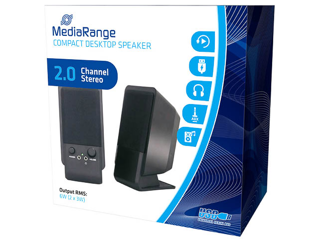 MEDIARANGE COMPACT DESKTOP LAUTSPRECHER MROS352 USB 2.0 schwarz