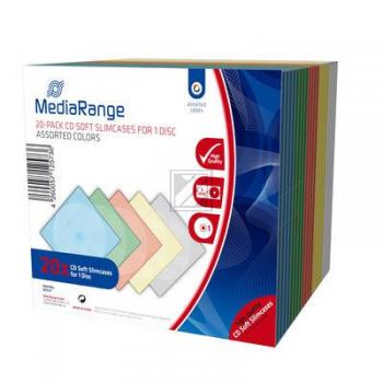 MEDIARANGE CD SLIM CASE 4DISK (20) BOX37 Leerhuellen farbig 5x4Disk