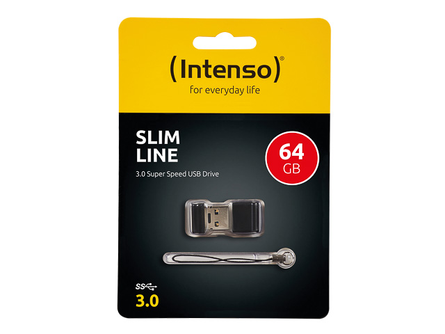 INTENSO SLIM LINE USB STICK 64GB 3532490 35MB/s USB 3.0 schwarz