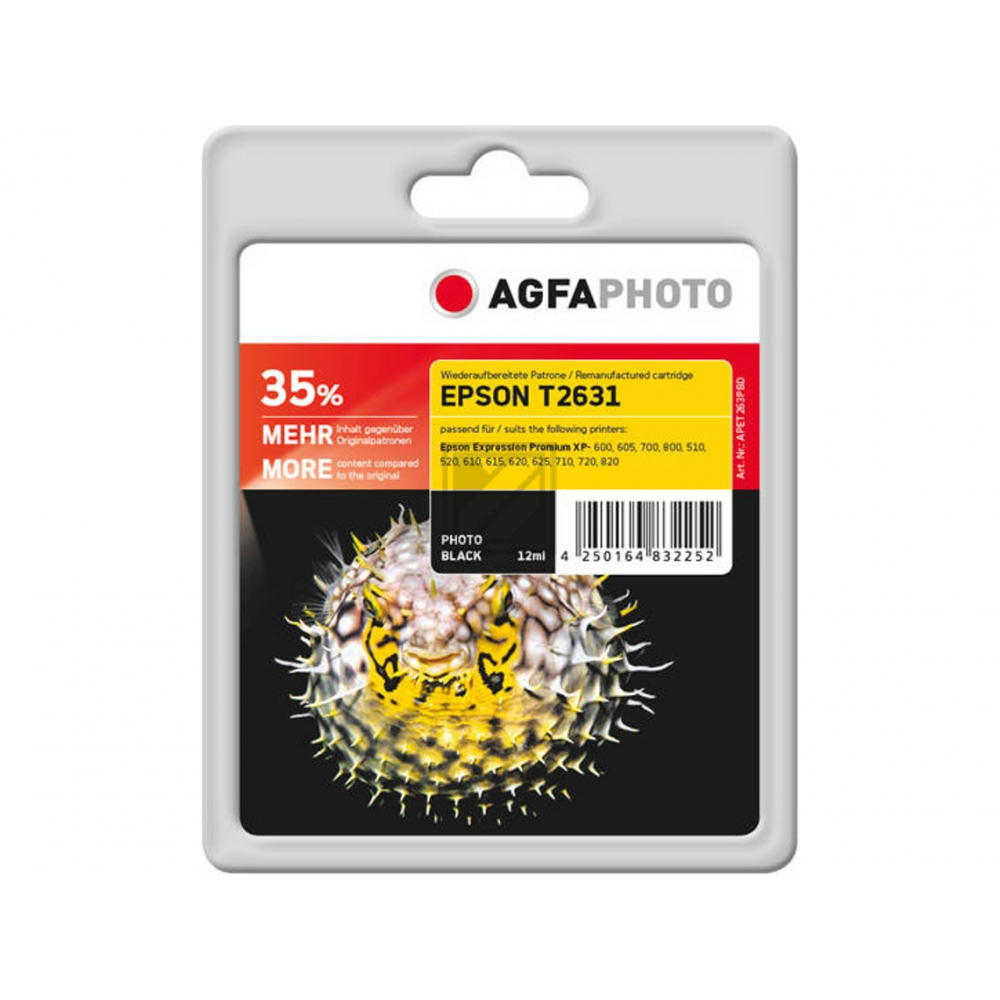 APET263PBD AP EPSON T2631 XP Tinte photo blk rebuilt 700Seiten Blister