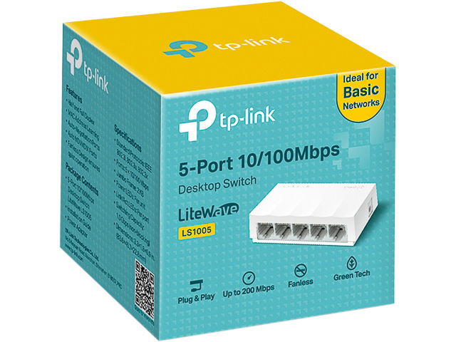 TP-LINK LITEWAVE LS1000 DESKTOP SWITCH Standalone 5xRJ45 weiss unmanaged