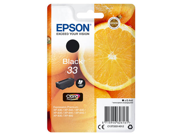 C13T33314012 EPSON XP530 TINTE BLACK ST 6,4ml 250Seiten Standard Kapazitaet