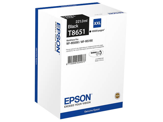 C13T865140 EPSON WFM5190DWF TINTE BLK HC 221ml 10.000Seiten hohe Kapazitaet