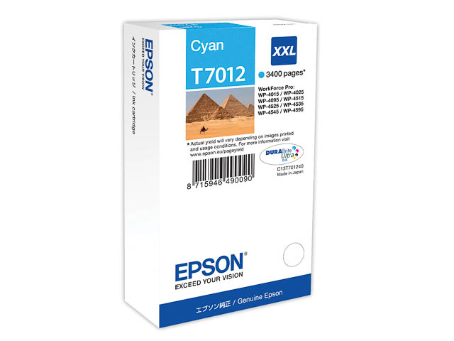 C13T70124010 EPSON WP4000 TINTE CYA EHC 34ml 3400Seiten extra hohe Kapazitaet