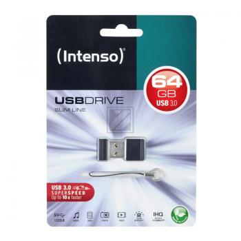 INTENSO SLIM LINE USB STICK 64GB 3532490 35MB/s USB 3.0 schwarz