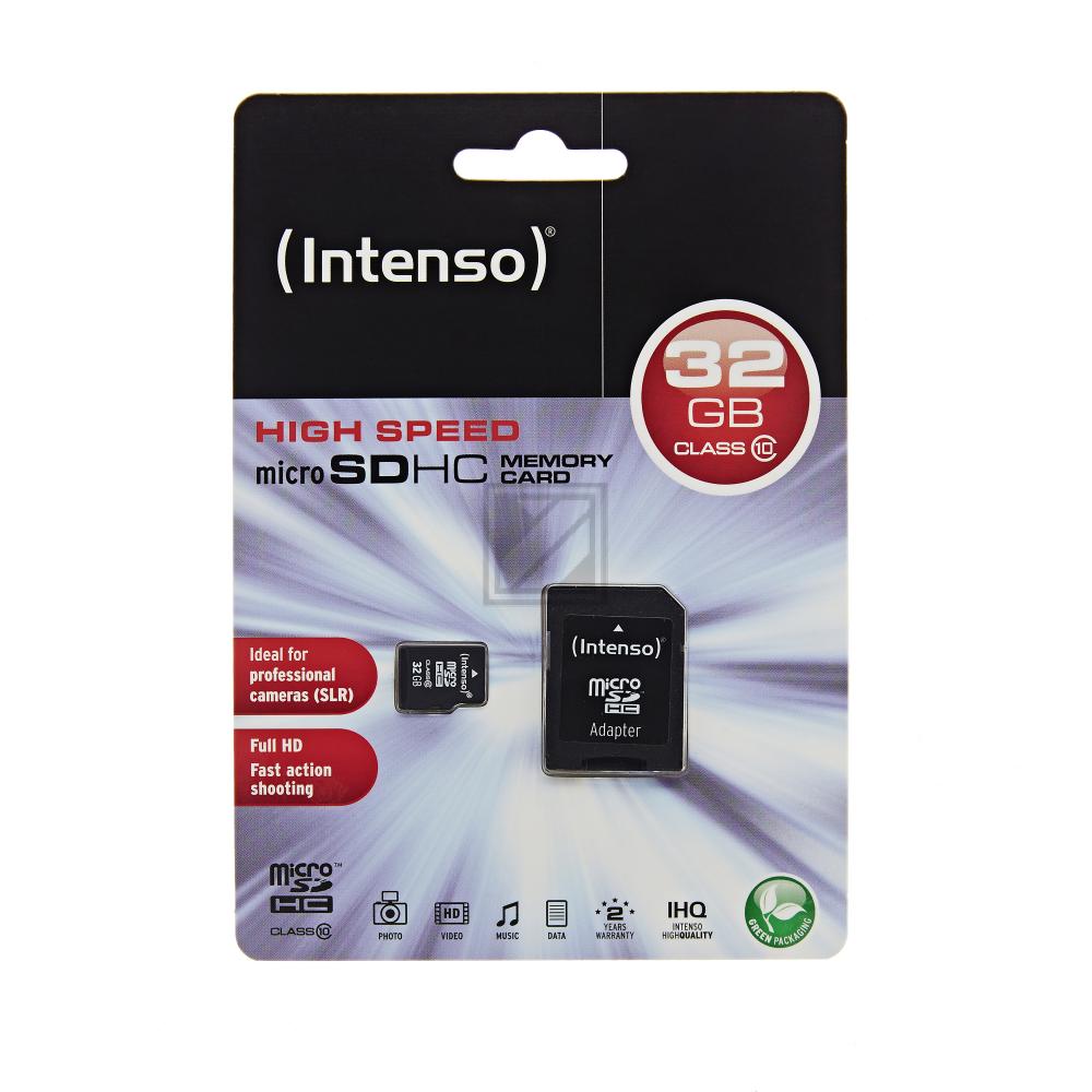 INTENSO MICRO SDHC KARTE 32GB 3413480 10MB/s mit Adapter