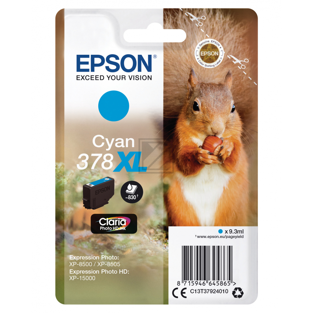 C13T37924010 EPSON XP Tinte cyan HC 830 Seiten 9,3ml