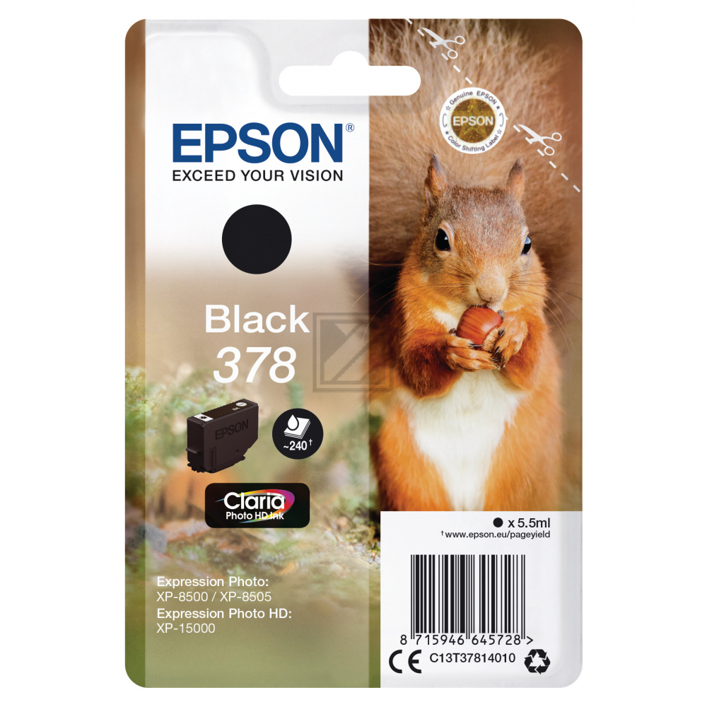 C13T37814010 EPSON XP Tinte black ST 240 Seiten 5,5ml