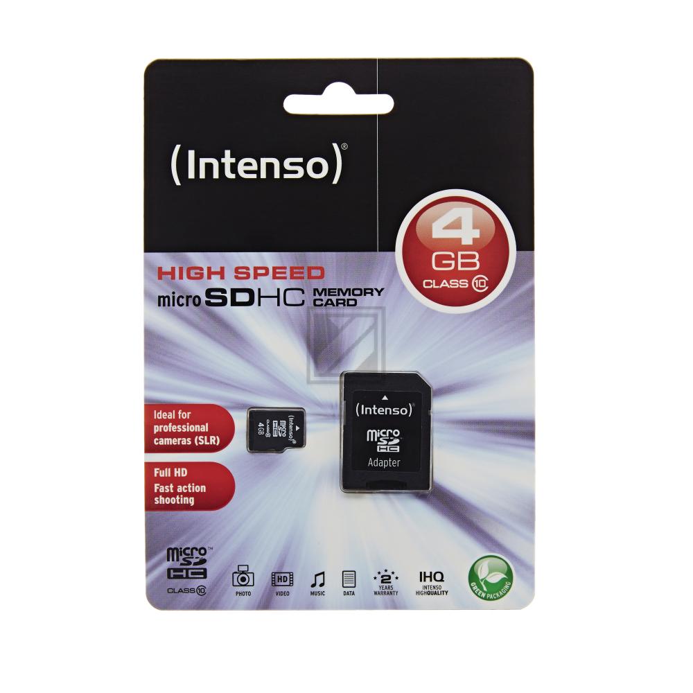INTENSO MICRO SDHC KARTE 4GB 3413450 10MB/s mit Adapter