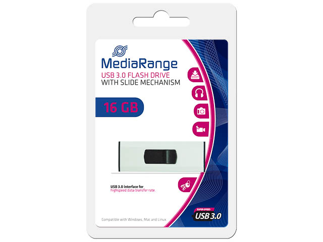 MEDIARANGE SUPERSPEED USB STICK 16GB MR915 USB 3.0 weiss