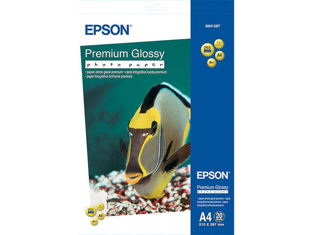 C13S041287 EPSON FOTOPAPIER A4 20Blatt 255gr premium glaenzend