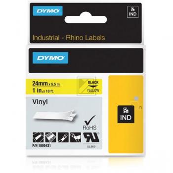 1805431 DYMO IND 24mm SCHWARZ-GELB Vinyl Schriftband 5,5m