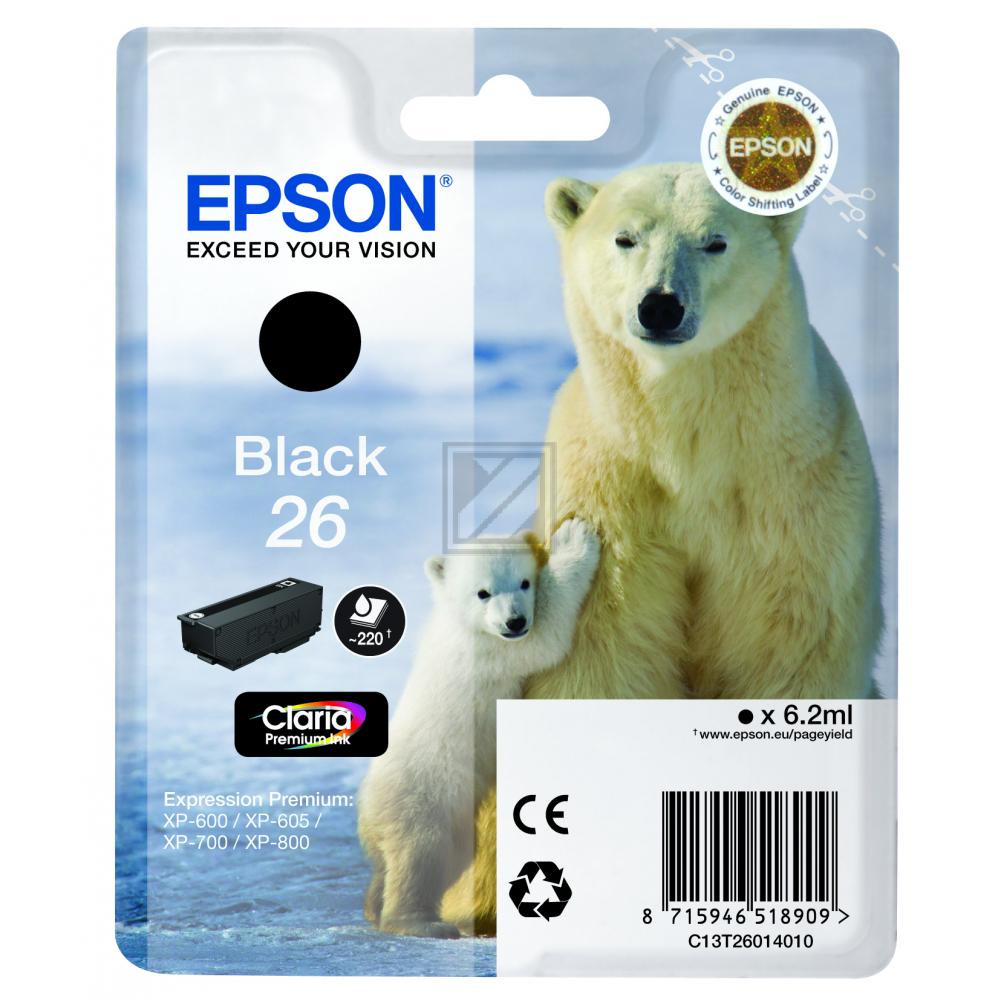 C13T26014012 EPSON XP Tinte black ST 220 Seiten 6,2ml