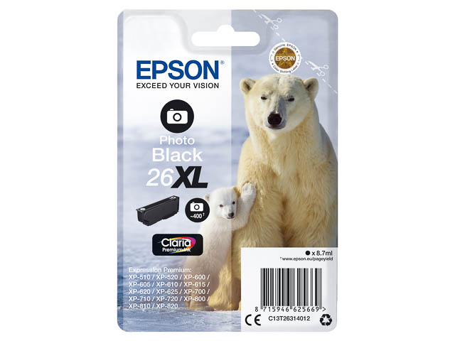 C13T26314012 EPSON XP600 FOTOTINTE BK HC 8,7ml 400Seiten hohe Kapazitaet