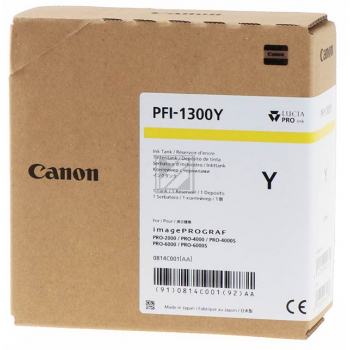 0814C001 CANON PFI1300Y IPF Tinte yellow 330ml