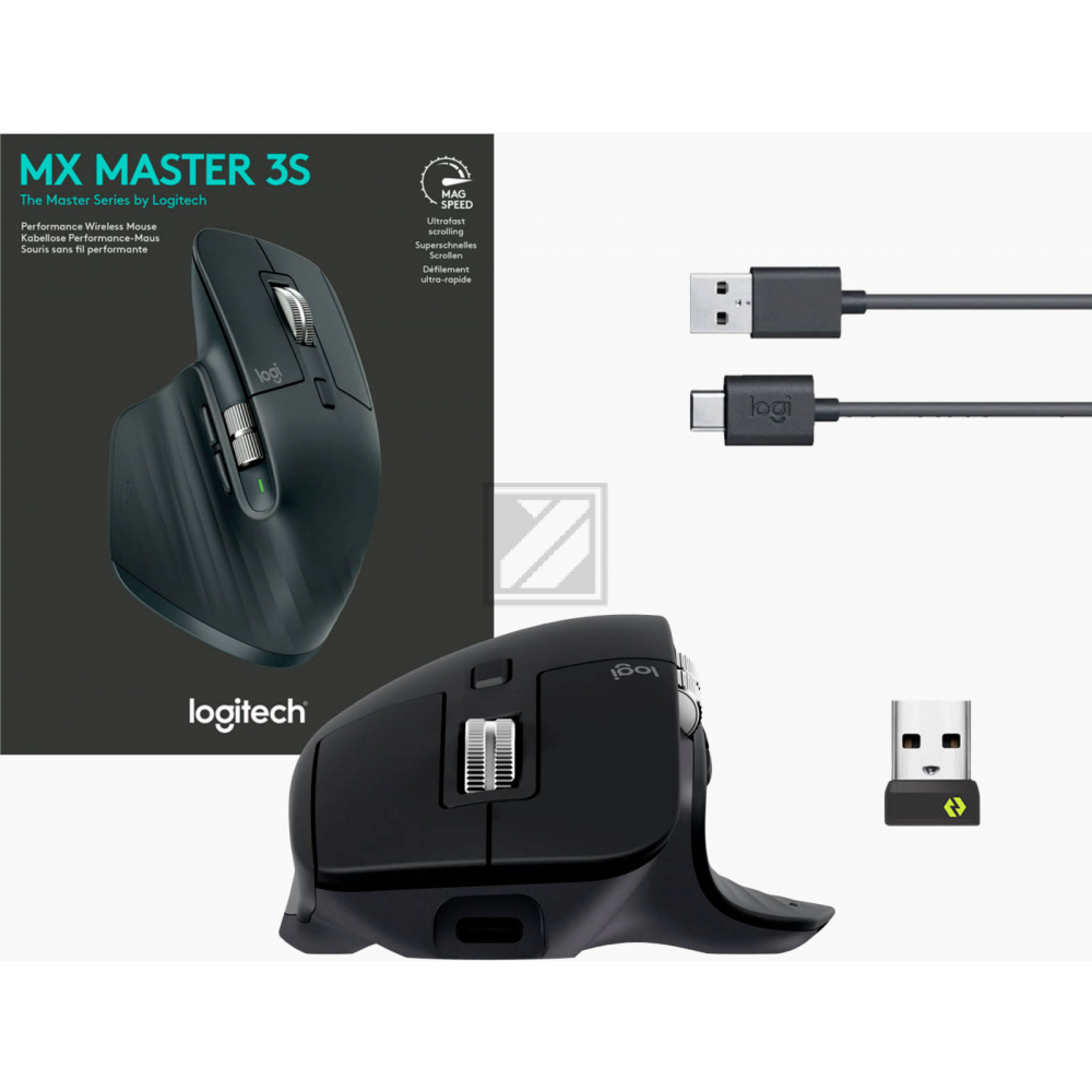 LOGITECH MX MASTER 3S MAUS KABELLOS GRAU 910-006559 7Tasten 8000dpi 2.4GHz