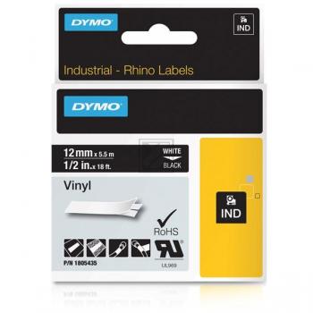 1805435 DYMO D1 12mm SCHWARZ-WEISS Vinyl Schriftband 5,5m