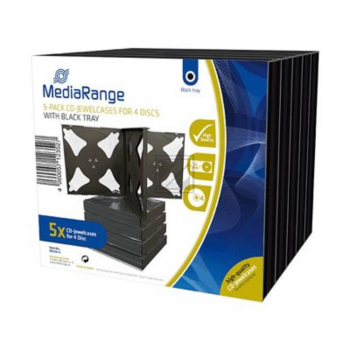 MEDIARANGE CD JEWEL CASE 4DISK(5) R BOX34-4 Leerhuellen schwarz