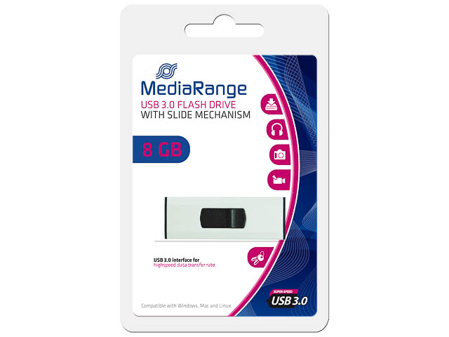 MEDIARANGE SUPERSPEED USB STICK 8GB MR914 USB 3.0 weiss